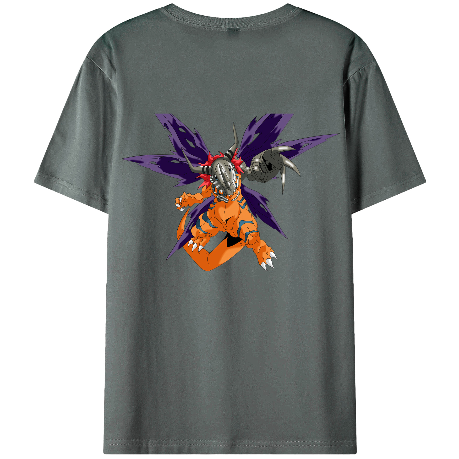 （画像用） Digimon デジタルモンスター/デジモン 綿100％ メンズ半袖Tシャツ（バックプリント） 通気性